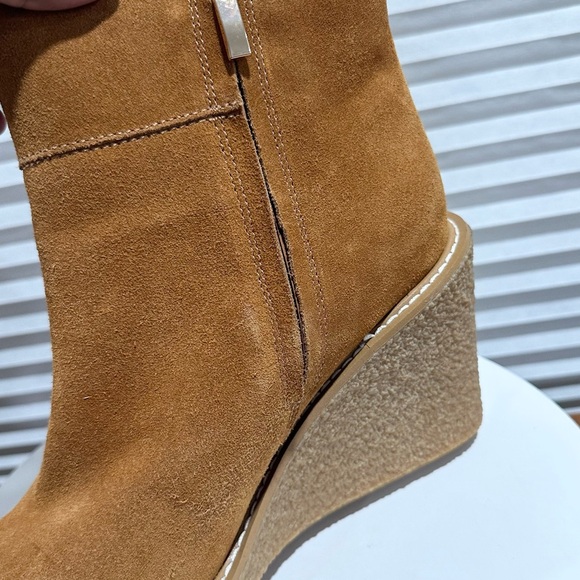 🌸FRANCO SARTO🌸 Ulayna Black Suede Ankle Wedge Boots Size: 9M - Picture 9 of 11